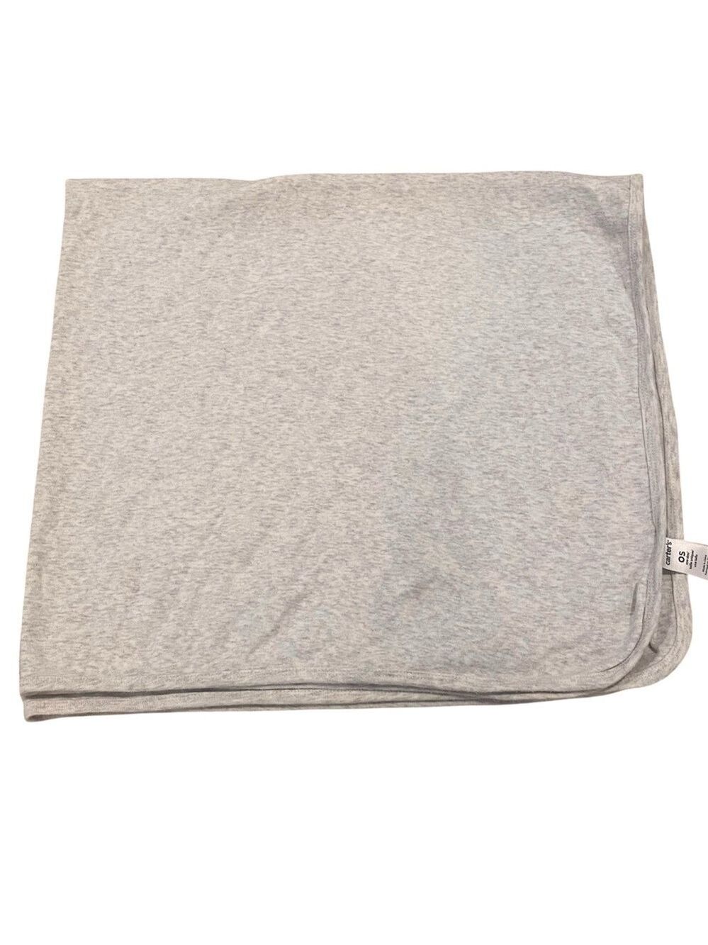 Carters Gray Marled Light Baby Blanket Thin Jersey Knit Stretch Cotton Boy